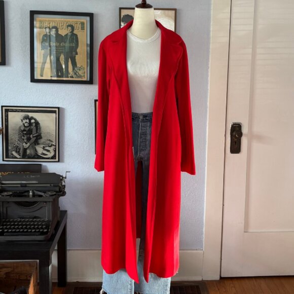 Vintage 1960s Long Red Coat by I. Magnin size Medium - Picture 1 of 14